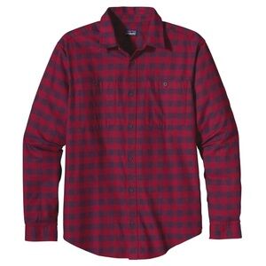 Patagonia mens check shirt long sleeve Worn Wear red delicious Pima cotton Med